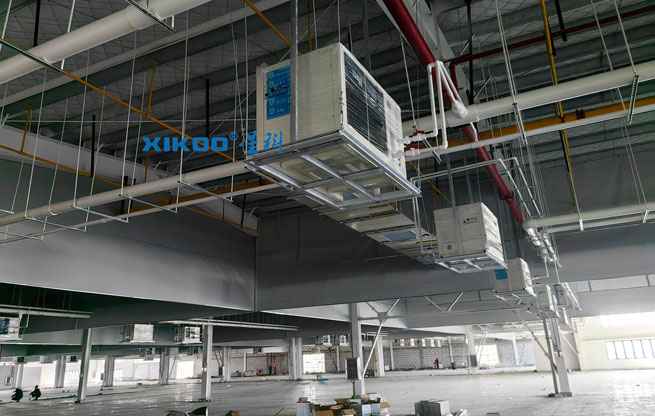 大型制衣廠整體降溫，應用蒸發冷省電空調-臥式軸流機組